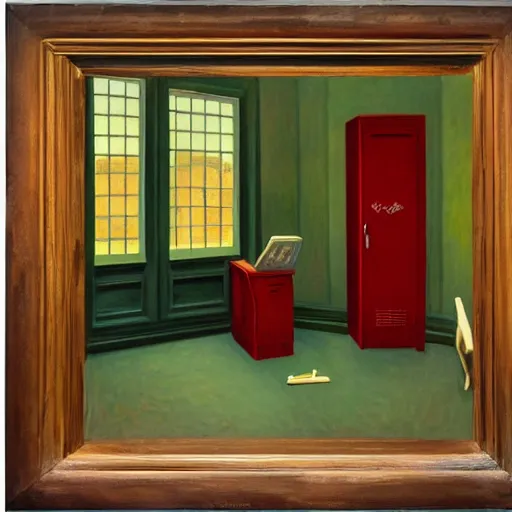 Prompt: davey jones'locker, grant wood, pj crook, edward hopper, oil on canvas