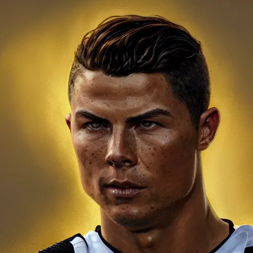 Prompt: portrait of Christiano Ronaldo as Homelander, accurate, intricate, headshot, highly detailed, digital painting, artstation, concept art, sharp focus, illustration, art by artgerm and greg rutkowski and alphonse mucha