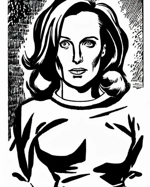 Image similar to a portrait of Dana Scully by Jack Kirby