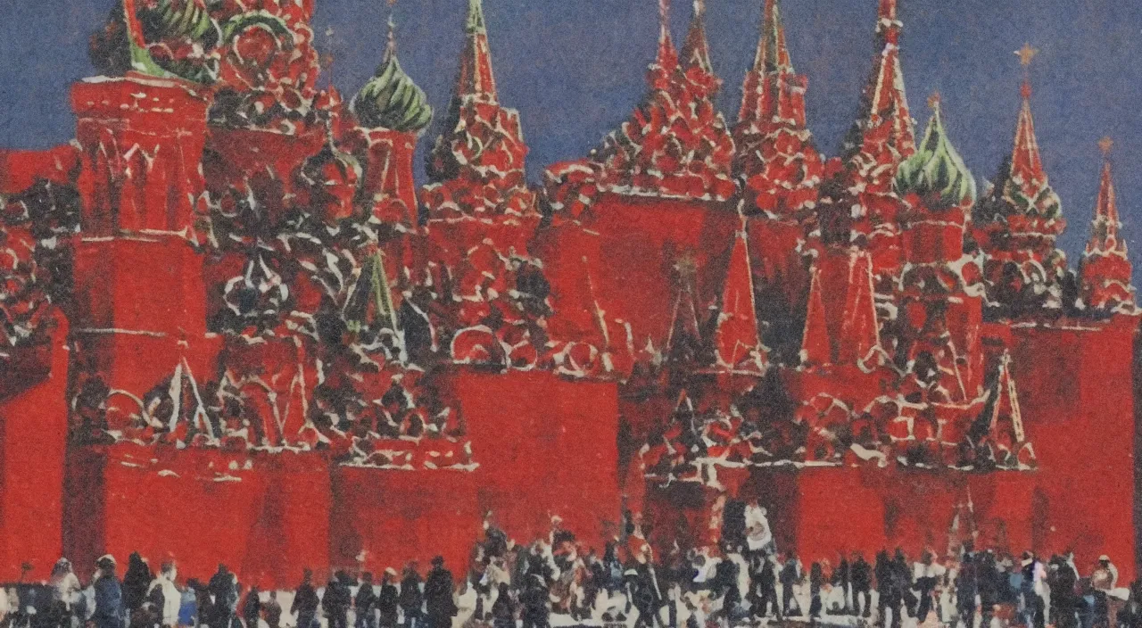 Image similar to red square during the soviet union, art, high detail, high definition, photorealistic, old vhs,