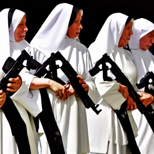 Prompt: nuns with guns