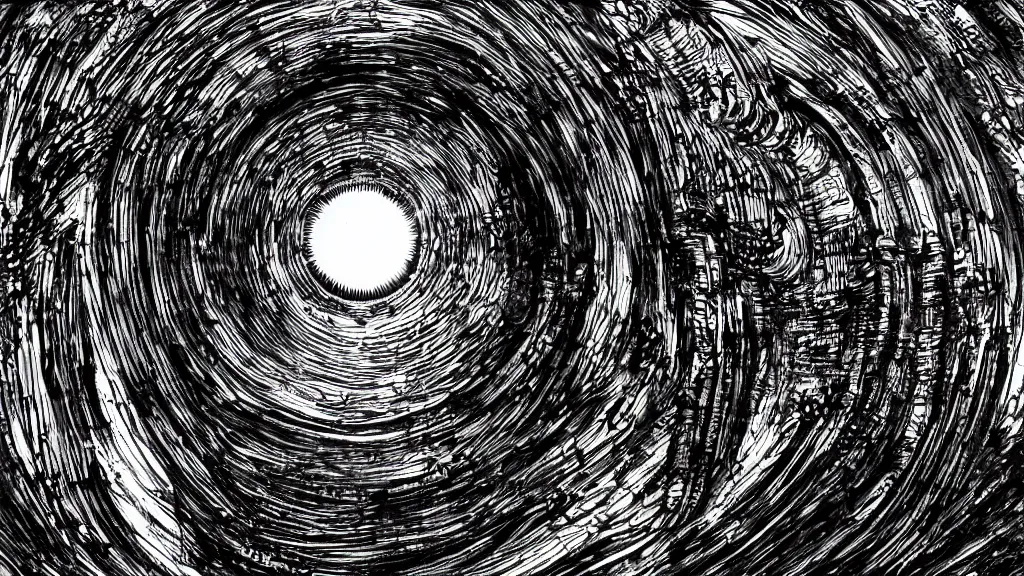 Image similar to eye of the storm, style of Giger, H. R. GIGER, style of Junji Ito, 4K, highly detailed, minimalistic, minimalistic, minimalistic, fine tuned, machina