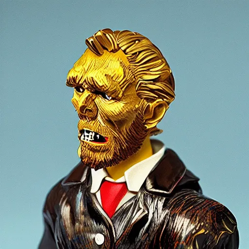 Prompt: van gogh ( gold teeth ) stop motion vinyl action figure, plastic, toy, butcher billy style