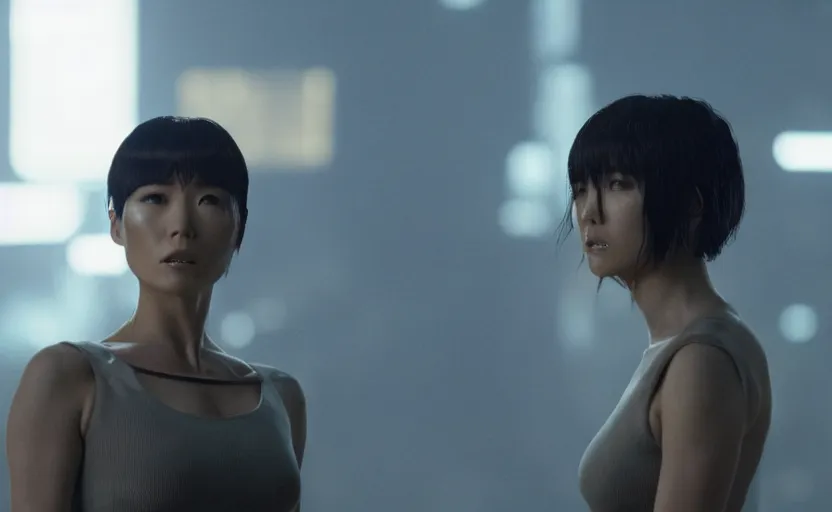 Prompt: movie still of motoko kusanagi as luv in bladerunner 2 0 4 9 directed by denis villeneuve