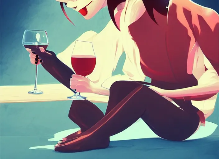 Image similar to cute monkey drinking wine. clean cel shaded vector art. behance hd by lois van baarle, artgerm, helen huang, by makoto shinkai and ilya kuvshinov, rossdraws, illustration, art by ilya kuvshinov