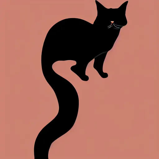 Image similar to long haired cat, silhouette, vector art style, 4 k