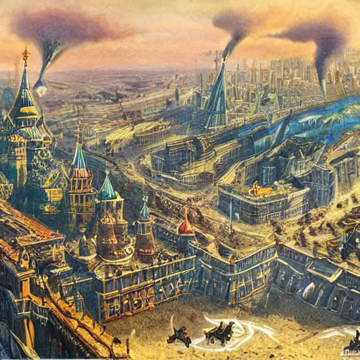 Image similar to fantasy_artwork_hyper_detailed_very_very_very_very_very_very_very_very_very_very_very_very_very_very_very_very_very beautiful painting of Dragon invasion of Moscow, matte painting