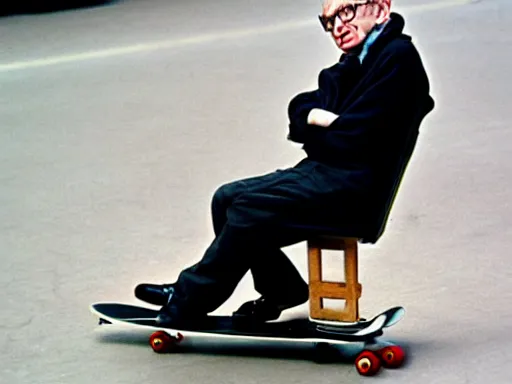 Image similar to Stephen hawking on a skateboard
