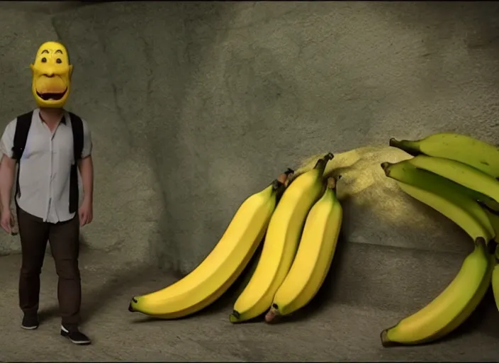 Prompt: A banana commercial. Highly detailed. 8k. Fantasy horror.