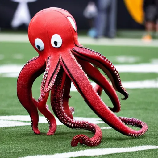 Prompt: A photo of an octopus playing quarterback for the Pittsburgh Steelers