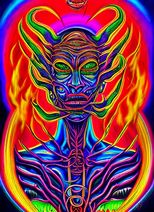 A psychedelic portrait of a DMT demon, painting in the | Stable ...