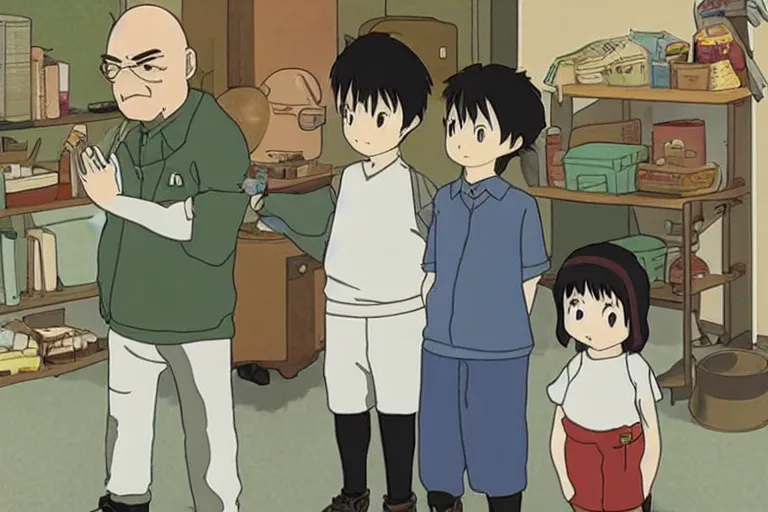 Image similar to studio ghibli's adaptation of breaking bad.