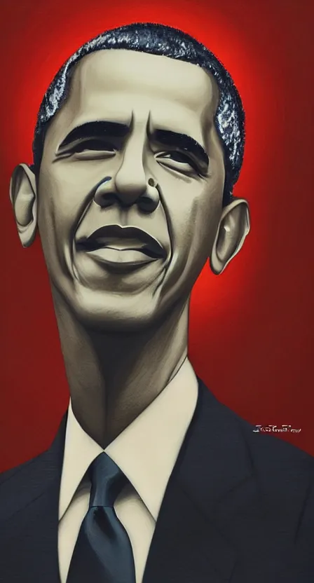 Prompt: portrait of barack obama, artwork by salman toor, cinematic light, atmospheric effects