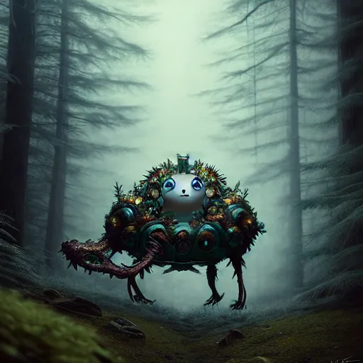 Image similar to ( ghost pokemon ) creature creature in a alaskan forest, : : by michal karcz, daniel merriam, victo ngai and guillermo del toro : : ornate, dynamic, particulate, intricate, elegant, highly detailed, centered, artstation, smooth, sharp focus, octane render, 3 d