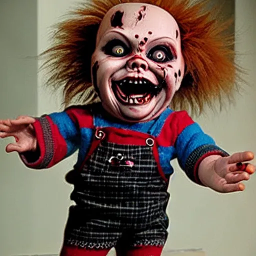 Image similar to screaming death chucky doll