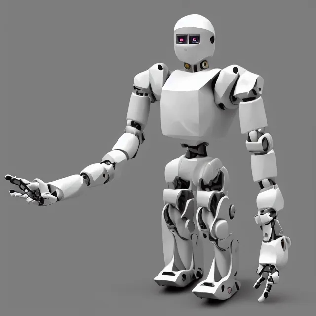 Image similar to Low poly clay render of a robotic herione