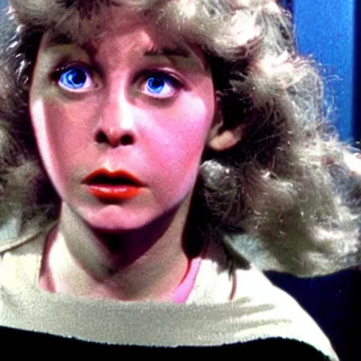 Image similar to still from 1978 live-action children's tv show about a woman who enters an eyeball cult color