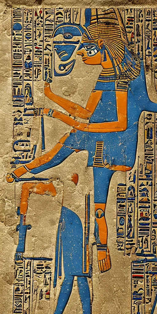 Image similar to egyptian hieroglyph blueprints to a spaceship