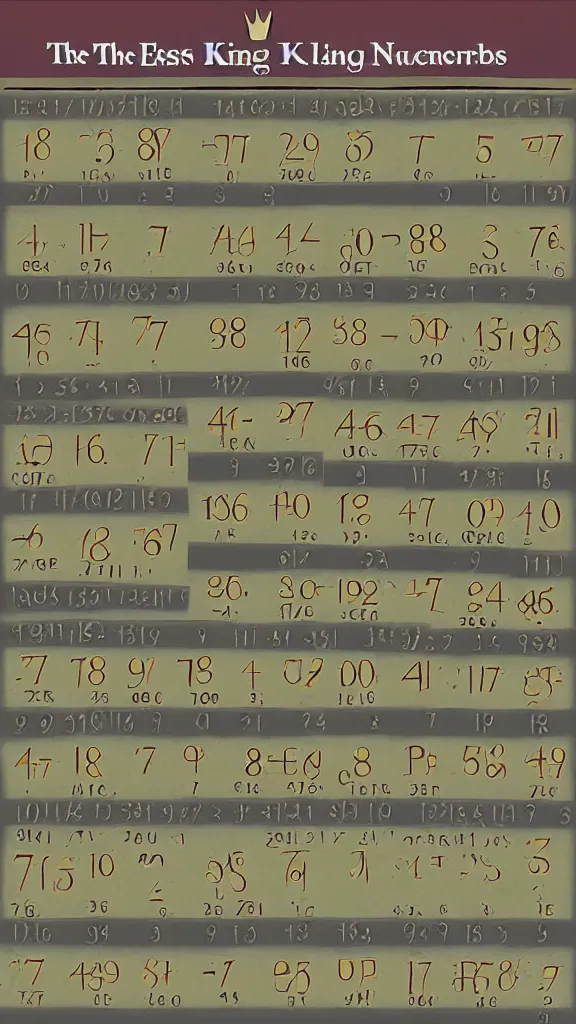 Prompt: The esoteric King of the Hill numerology chart