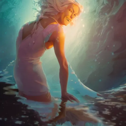 Image similar to doc brown as arielle the mermaid in water, studio ghibli, disney animation, sharp, anime key art by greg rutkowski, bloom, dramatic lighting