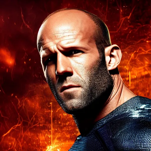 Image similar to Jason Statham As a superhero 4K detail
