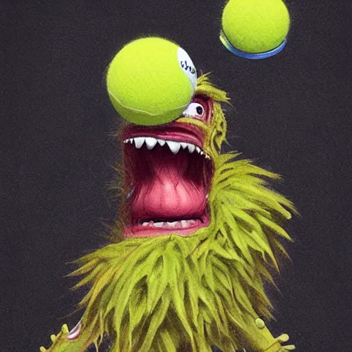 Image similar to a tennis ball monsters , digital art, fantasy, magic, trending on artstation, ultra detailed, professional illustration by Basil Gogos