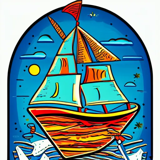 Image similar to Ship in a bottle, sticker, colorful, illustration, highly detailed, no jagged lines, vector art, smooth