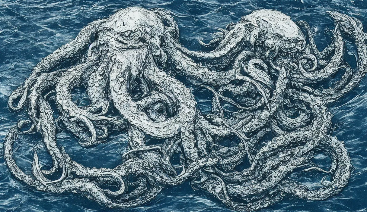 Image similar to kraken in the middle of the sea, hd, hdr, 8 k