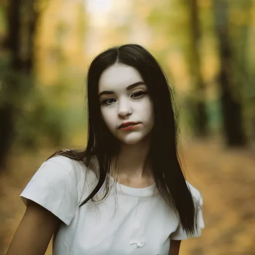 Prompt: out of focus analog portrait of a beautiful young woman, high contrast, depth of field, bokeh, film grain