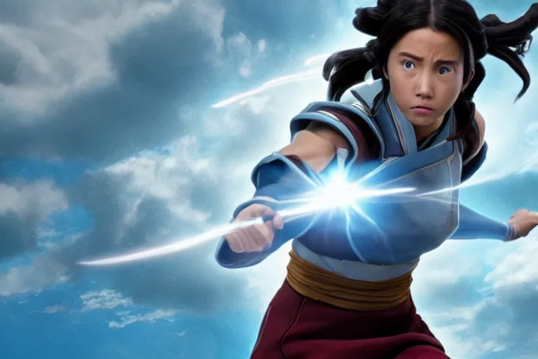 Image similar to live action film still of korra in the new fantasy movie, cinematic lighting