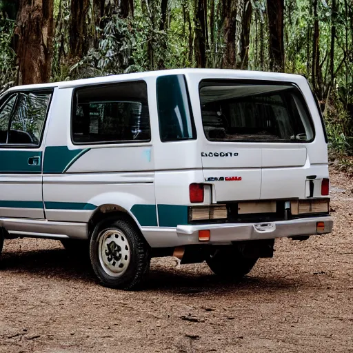 Prompt: 1990 Mitsubishi Delica L300, (Sony a7R IV, symmetric balance, polarizing filter, Photolab, Lightroom, 4K, Dolby Vision, Photography Award)