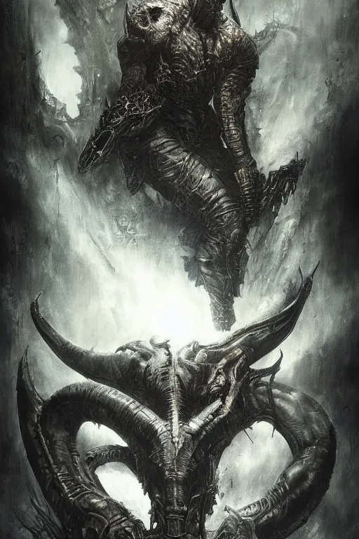 Image similar to portrait of dolph lundgren by hr giger, greg rutkowski, luis royo and wayne barlowe as a diablo, resident evil, dark souls, bloodborne monster