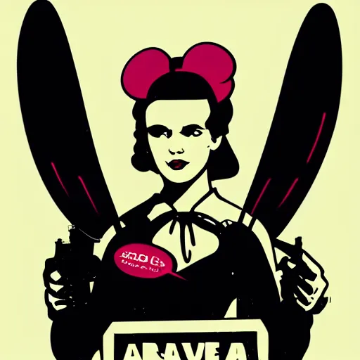 Image similar to individual cute ada lovelace silk screen butcher billy style