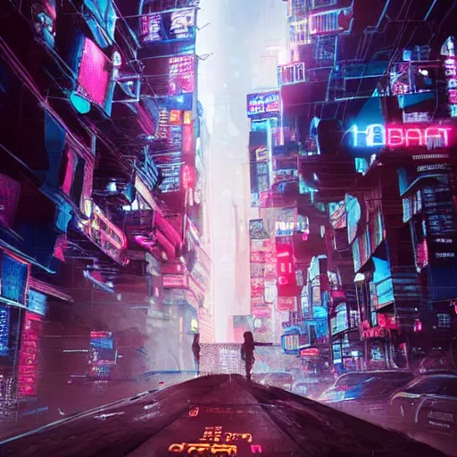 Image similar to giant with bitcoin head chasing people scared in cyberpunk city, cinematic composition, art by cointelegraph, hyper - detailed