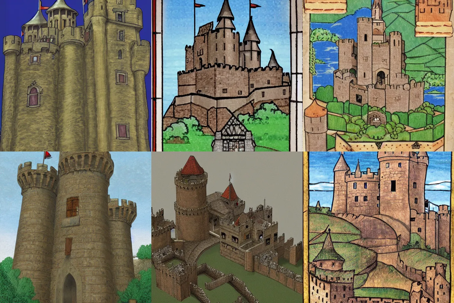 Prompt: medieval castle, by Ken Sugimori