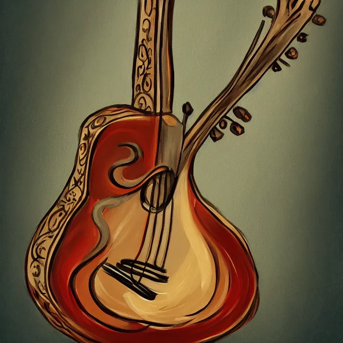 Image similar to a painting of a bird with a guitar, a digital painting by clara miller burd, featured on pixiv, rococo, speedpainting, digital painting, concept art