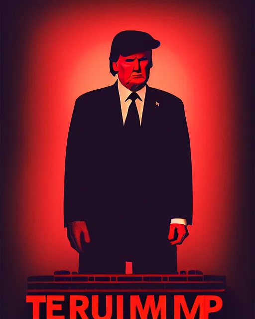 Prompt: donald trump as a mob boss, crime drama movie poster art, volumetric lighting, artstation, smoke, noir, tom whalen