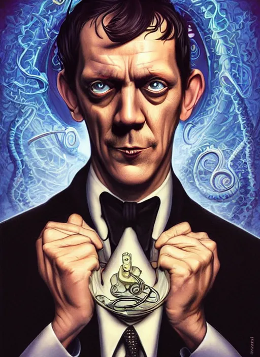 Image similar to lovecraft lovecraftian portrait of hugh laurie, cthulhu, pixar style, by tristan eaton stanley artgerm and tom bagshaw.