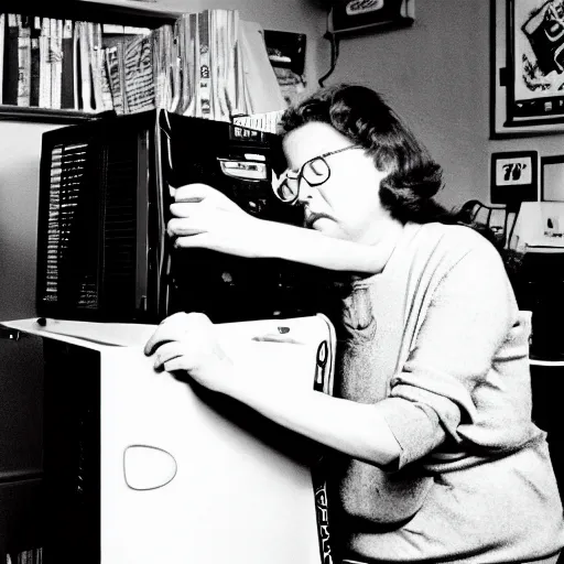 Image similar to a black and white photograph of a computer in love, by robert crumb, by jim henson, high contrast, soft lighting, surreal, film photography