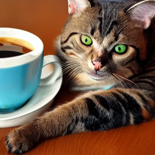 Image similar to good morning cat and coffee