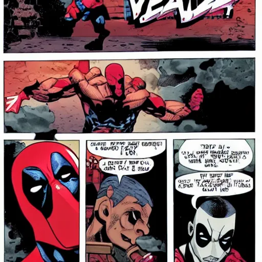 Image similar to John Cena vs Deadpool, comic book panels, epic, 8k,