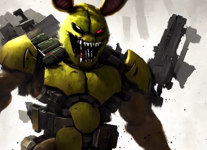 Image similar to springtrap from metal gear rising revengeance by greg rutkowski