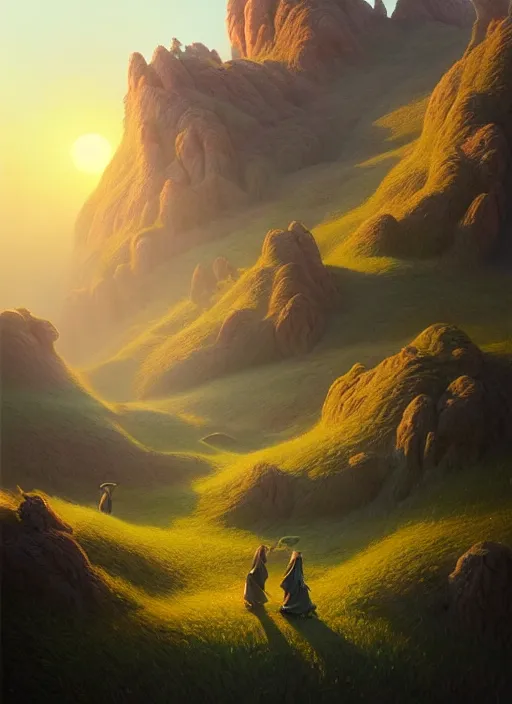 Image similar to spring mornings in the low - poly hills, diffuse lighting, fantasy, intricate, surrealism!!!!, highly detailed, lifelike, photorealistic, digital painting, artstation, illustration, concept art, smooth, sharp focus, by greg rutkowski, chris tulloch mccabe, valentina remenar and asher duran,