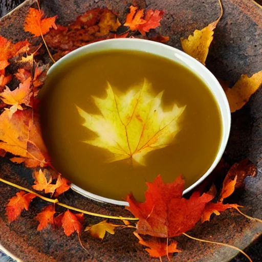 Image similar to a photo of autumn leaf soup