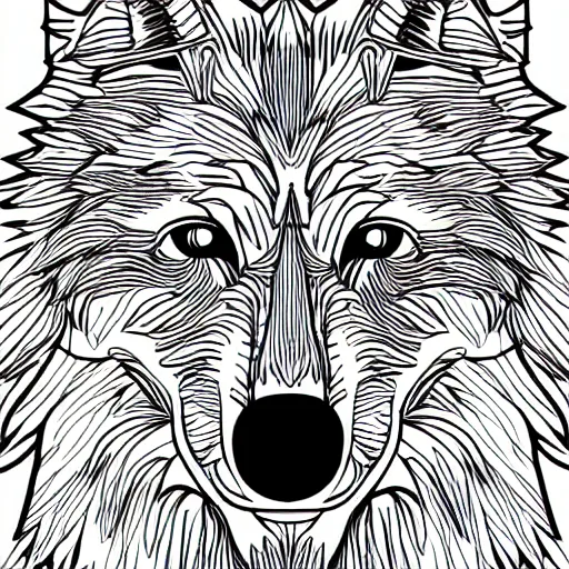 Image similar to wolf template base lineart sideways view, simple, no color, coloring book style, high quality, HD, 8K