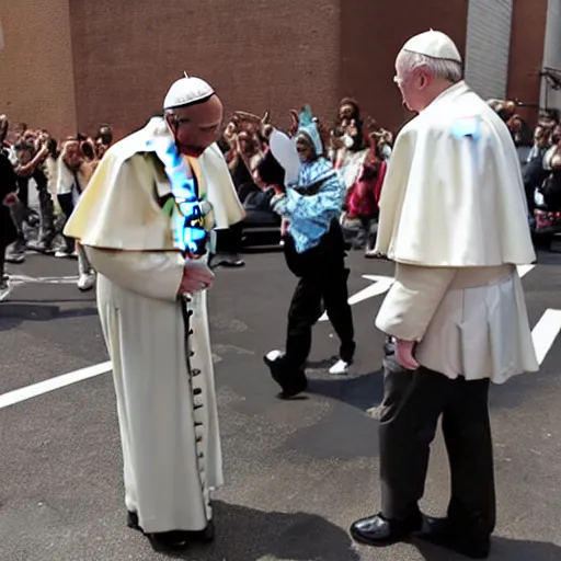 Prompt: pope Francis with wu tang clan album cover streets ny