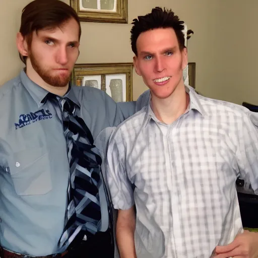 Prompt: jerma 9 8 5 holding an amongus imposter