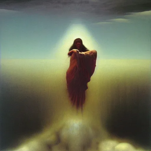 Image similar to Boreas by Zdzisław Beksiński, oil on canvas