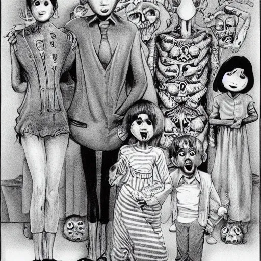 Image similar to Children's cartoon but its incredibly scary, meant to traumatize them, Junji Ito and Laurie Lipton