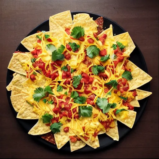 Prompt: Gordon Ramsey reacting to very very extremely delicious nachos expertly arranged and presented